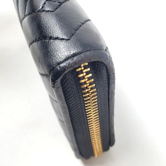 Tory Burch Alexa Zip Around Continental Leather Wallet Geometric Quilted Black - Picture 9 of 10